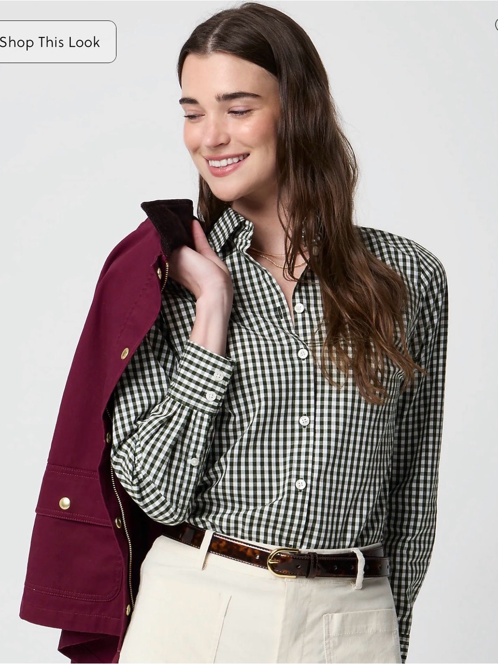 J. Crew Factory Green Gingham Button-Down Shirt